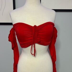 LAST CHANCE! Red off the shoulder crop top
